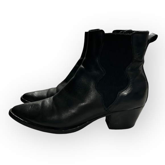Italian Black Leather Chelsea Cowboy Ankle Boot - Picture 4 of 15